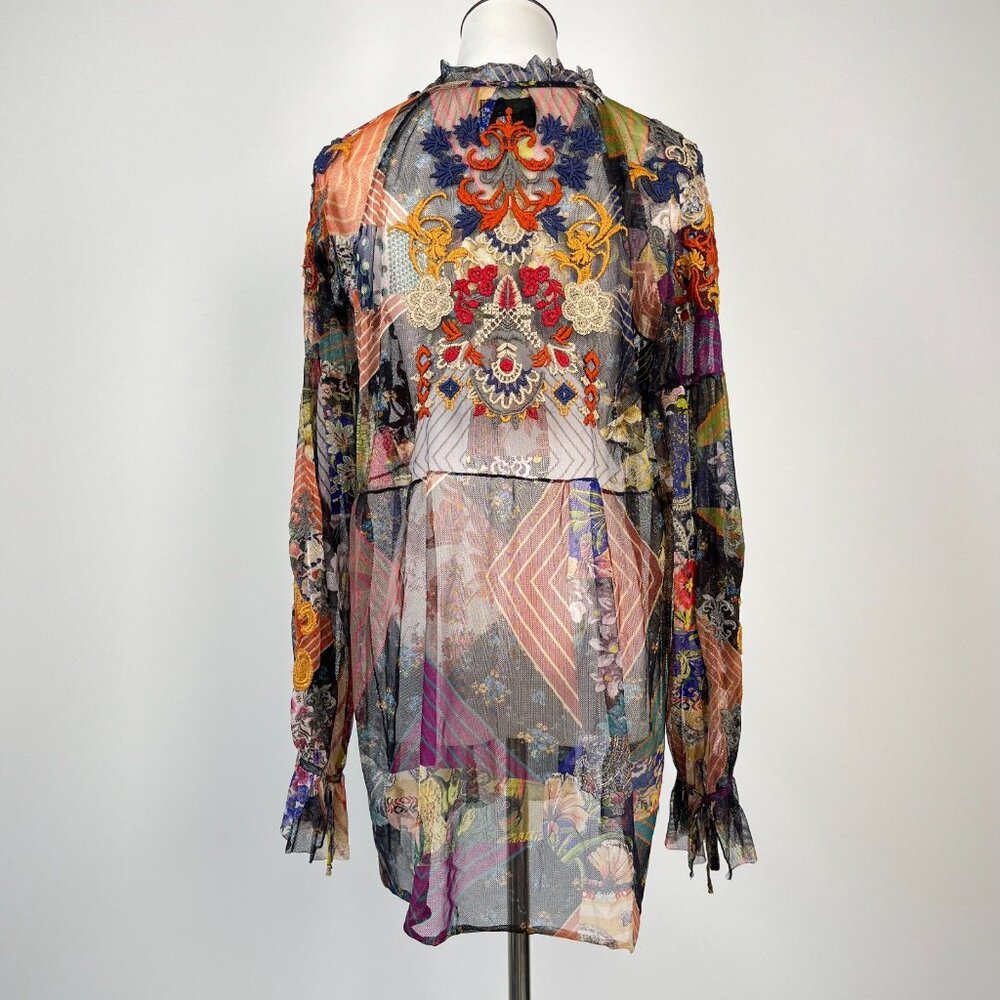 $328 NWOT Johnny Was Mazzy Poet Mesh Floral Embroidered Blouse Top Size S - Picture 7 of 15